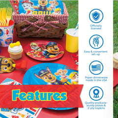 Unique brand stacked 9-inch plates and napkins showing sturdy dinnerware benefit