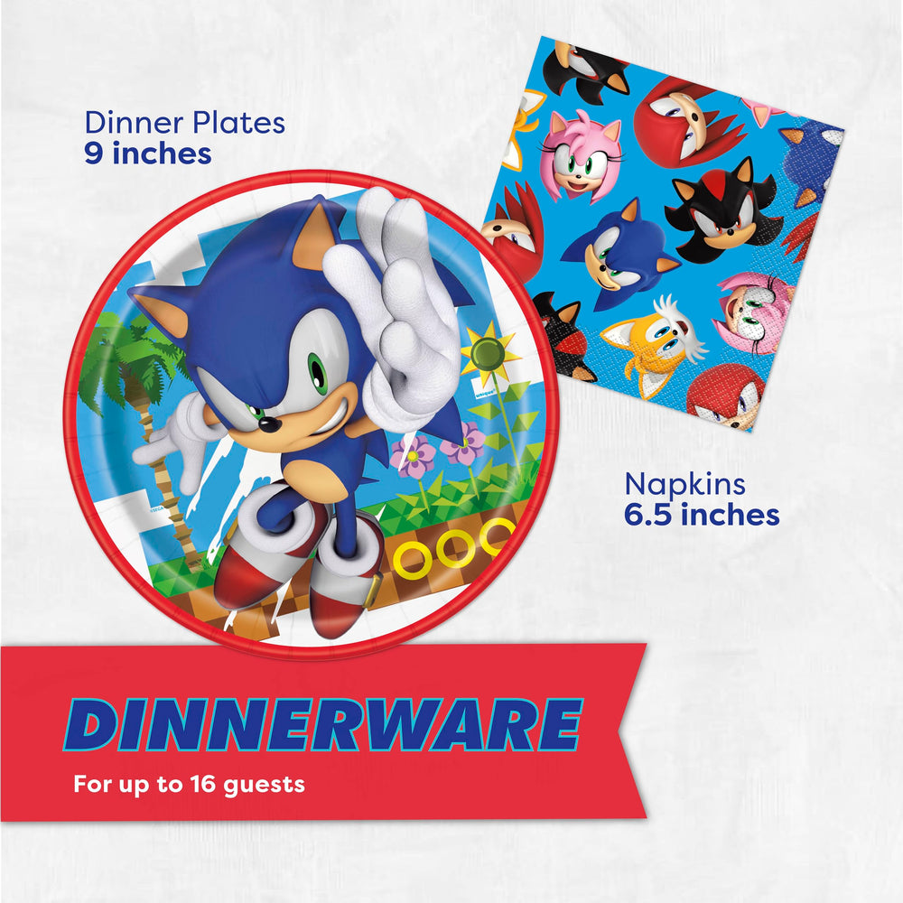 Unique Sonic banner and sticker displayed delivering instant birthday atmosphere