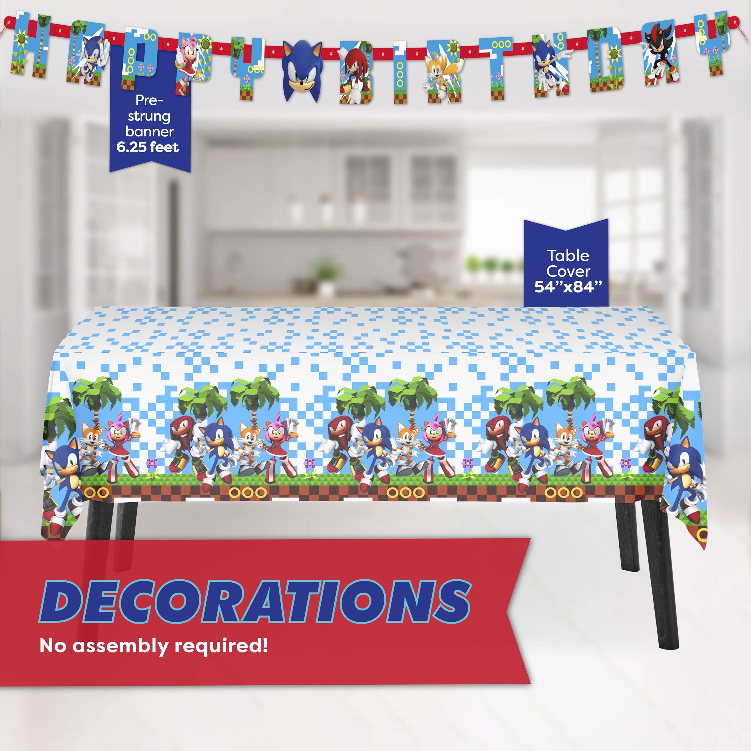 Unique Sonic tablecover styled on table protecting surface and brightening decor