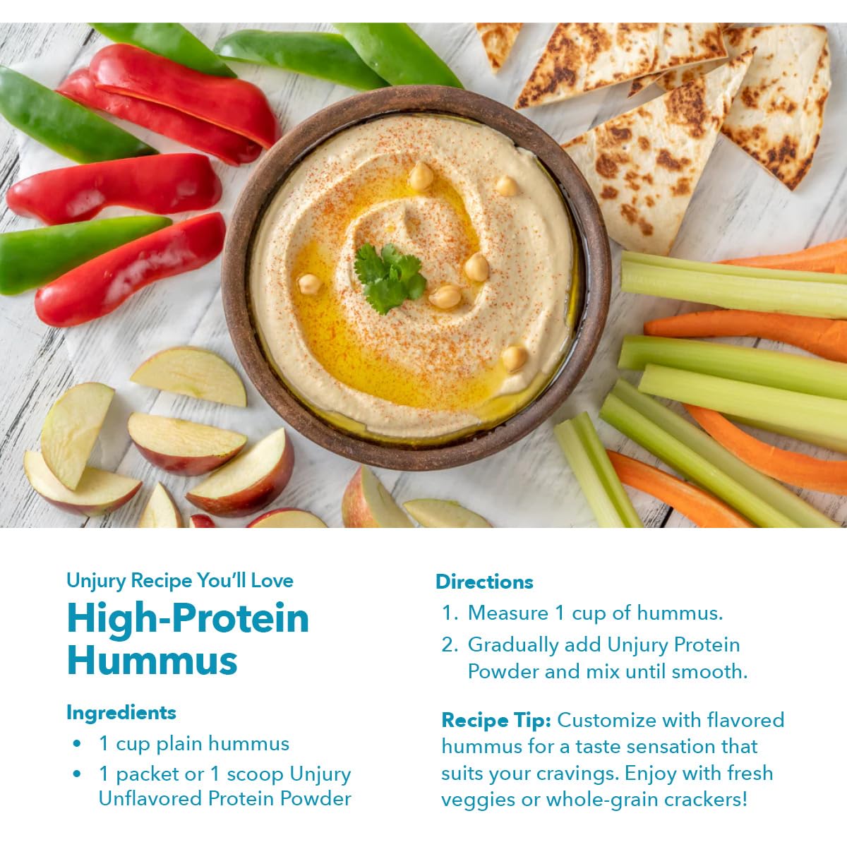 Unjury powder mixed with baking ingredients for recipe protein boost