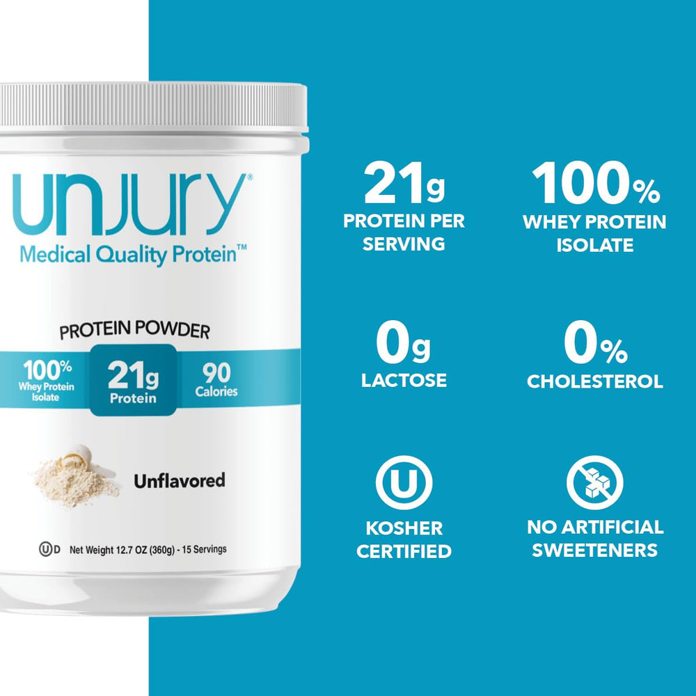 Unjury mixed smoothie in glass showing added protein benefit