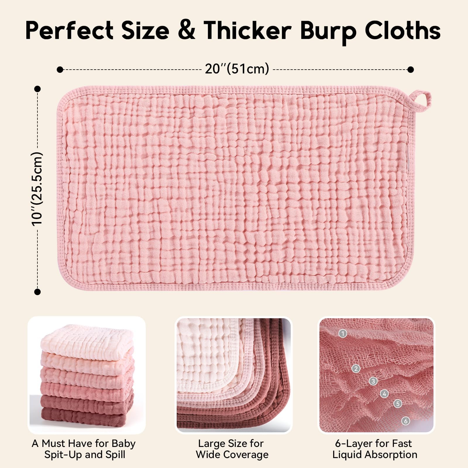 Unnivoll burp cloth draped over adult shoulder showing 20x10 size and full coverage benefit
