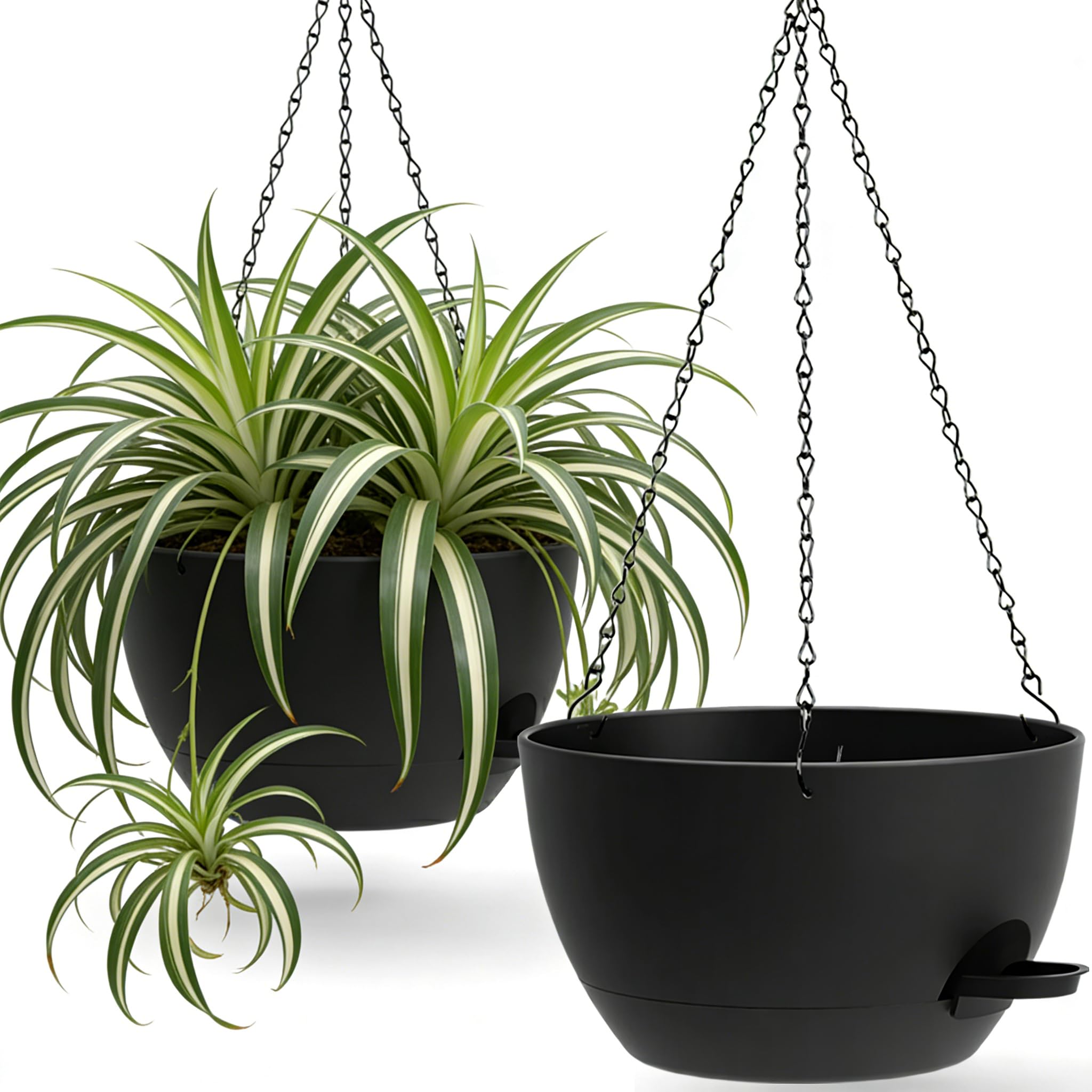 UOUZ front view of hanging planter showing large bowl and sleek design benefit easy display