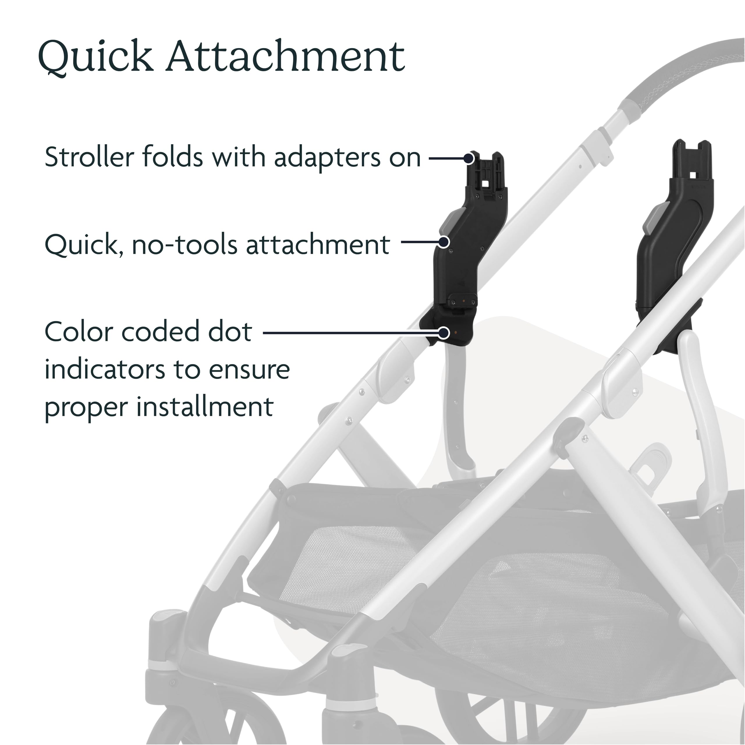 UPPAbaby stroller folded with adapters demonstrating compact transport advantage