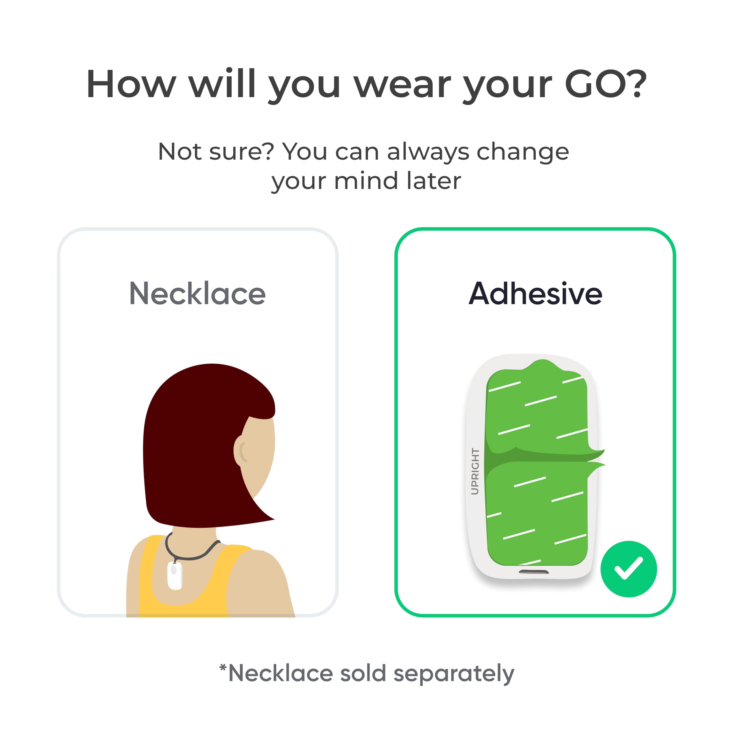 Upright GO held in hand illustrating compact size and portability benefit