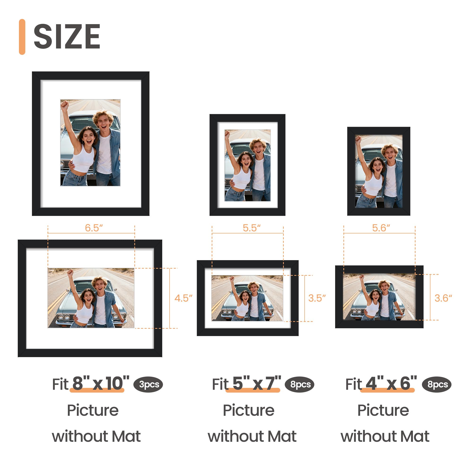 upsimples 8x10 black frame front view highlighting clean display