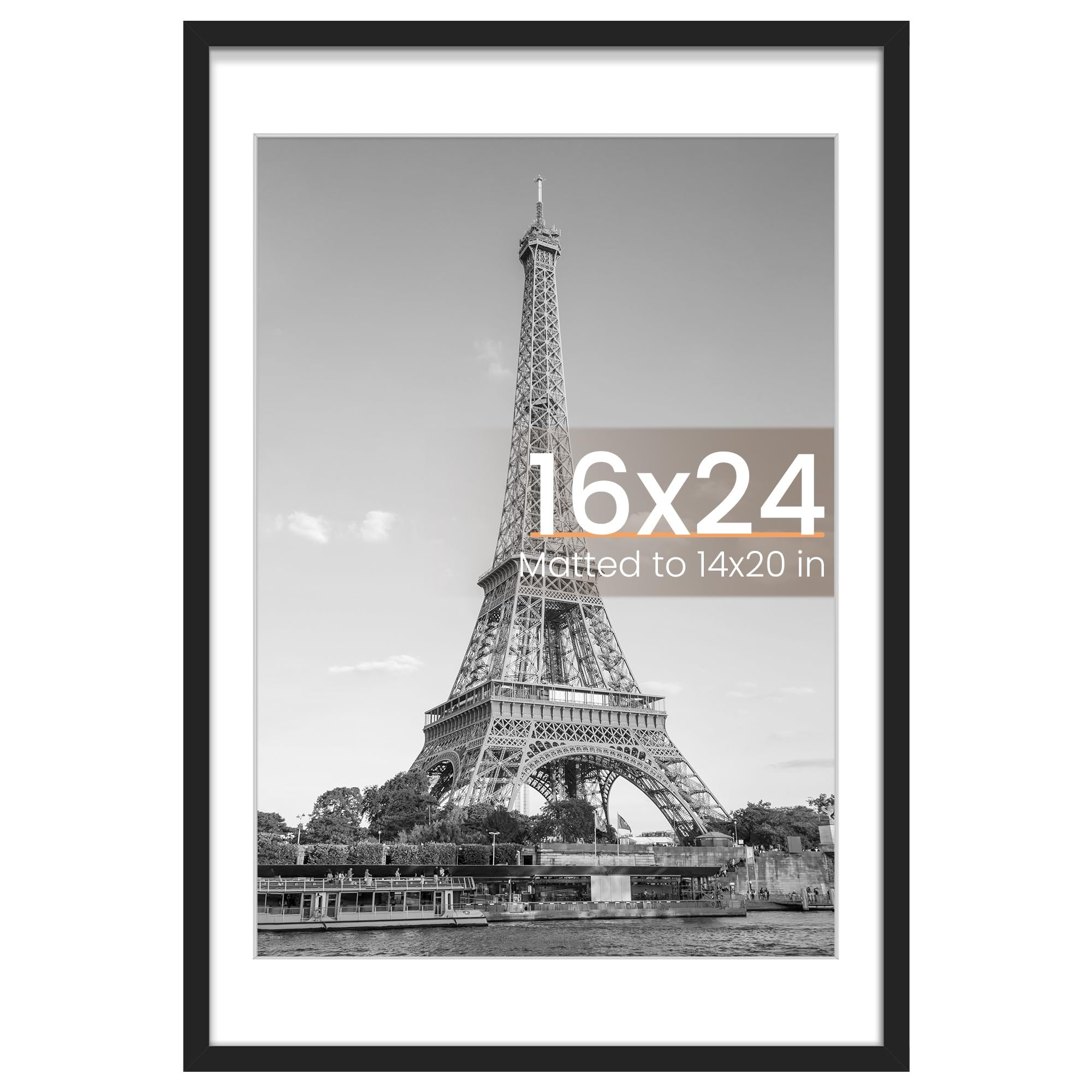 upsimples black 16x24 frame front view showing clean border and clear cover benefit
