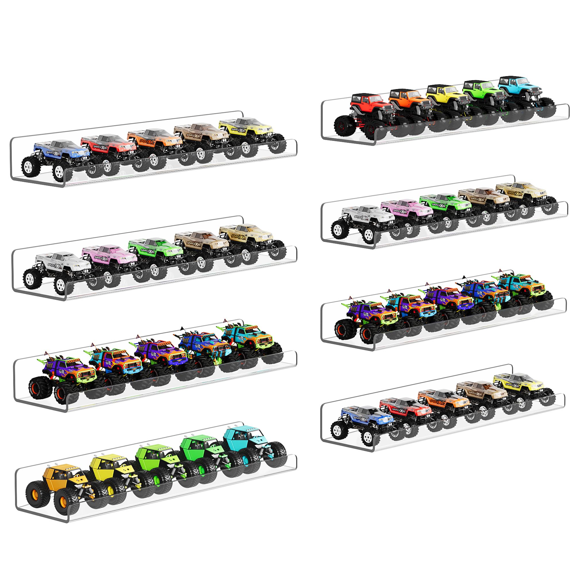 upsimples front packaging showing eight clear acrylic shelves for cohesive display