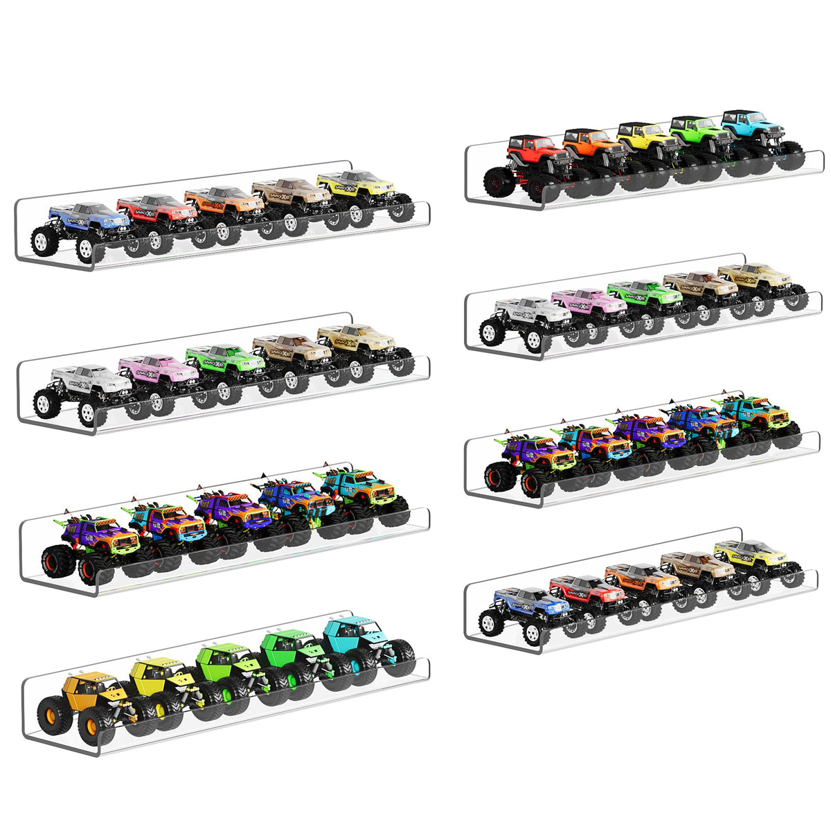 upsimples front packaging showing eight clear acrylic shelves for cohesive display