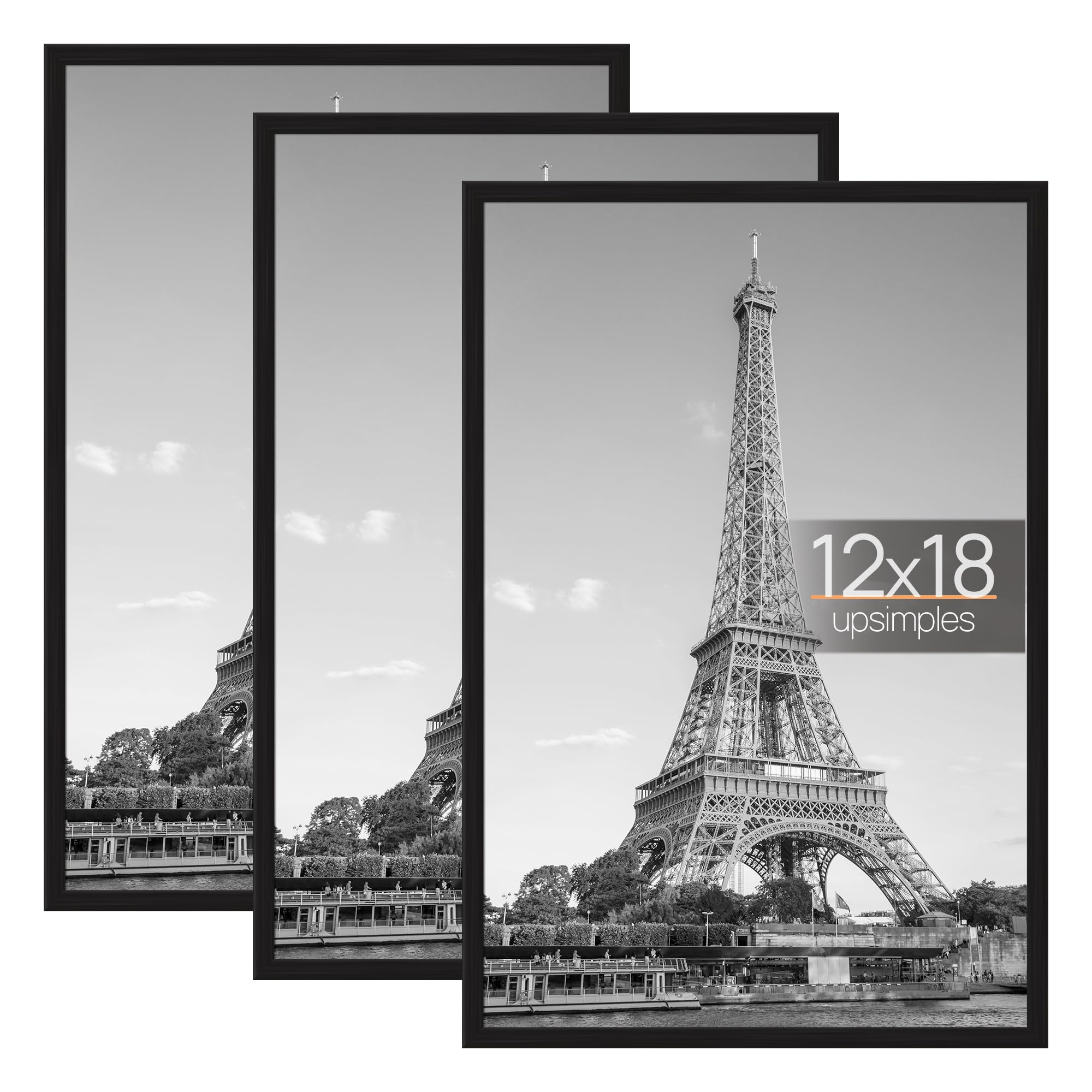 upsimples front view of black 12x18 frame showing clean display and modern look