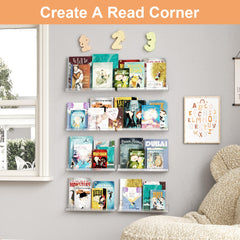 upsimples floating shelves in living room displaying plants and framed photos