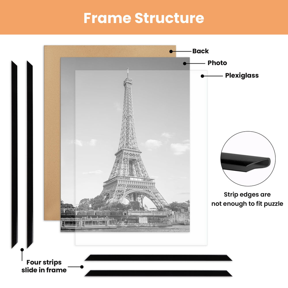 upsimples side profile showing slide-strip assembly for tool-free framing and lightness