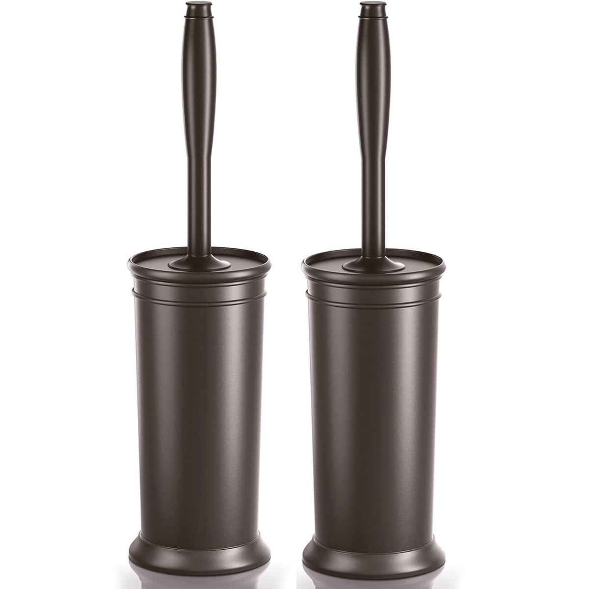 uptronic front view bronze holder hides brush and keeps bathroom tidy
