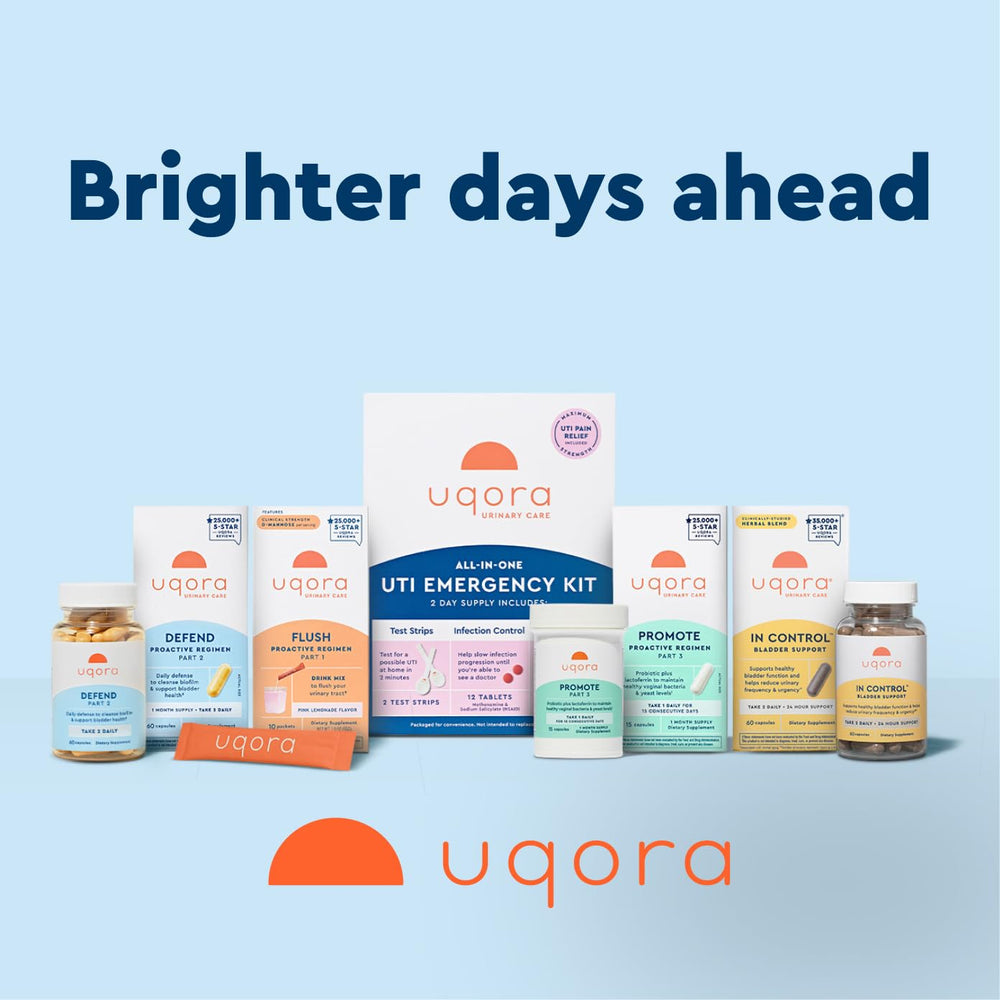 Uqora bottle staged with horsetail and spicebush illustrating natural ingredient support benefit