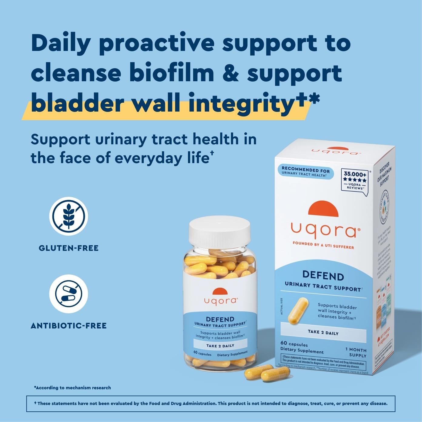 Uqora Defend capsules close-up highlighting smooth texture and purity