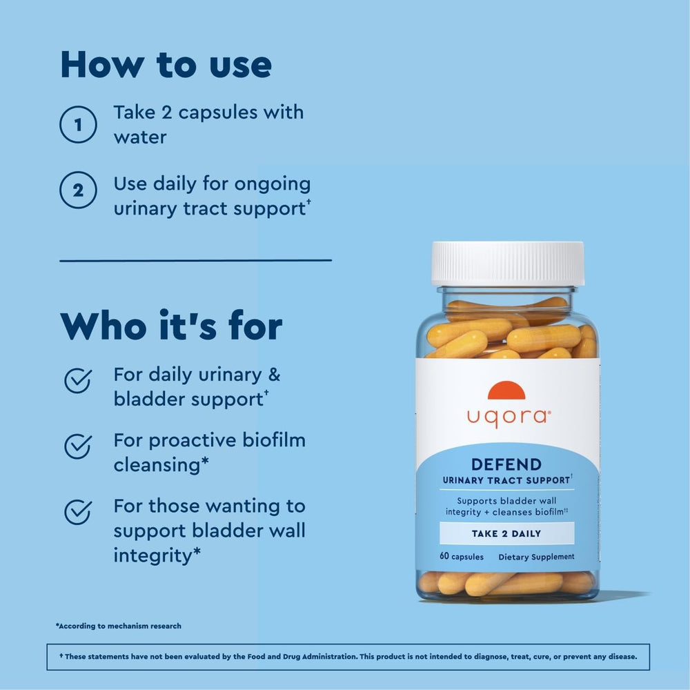 Uqora Defend supplement facts label showcasing ingredients and transparency