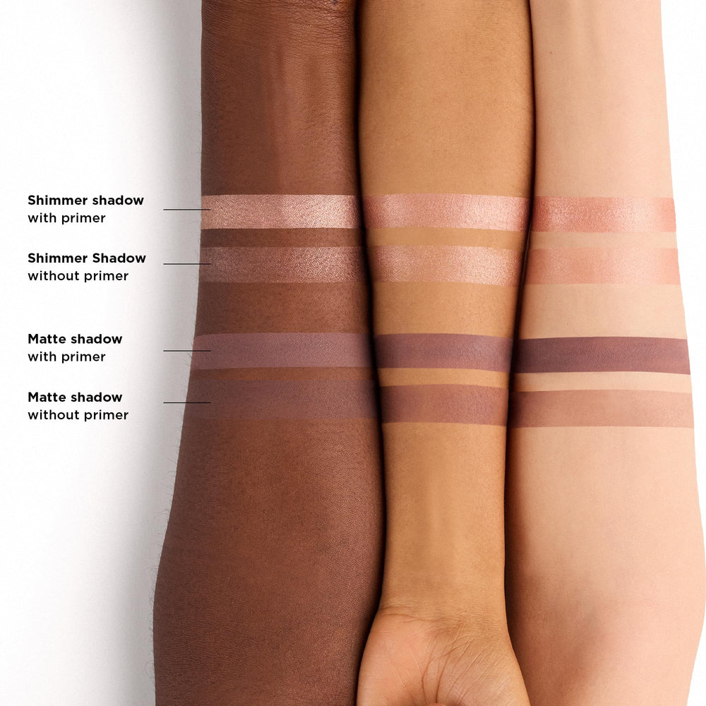 Urban Decay primed eyelid before and after demonstrating crease-free longer wear