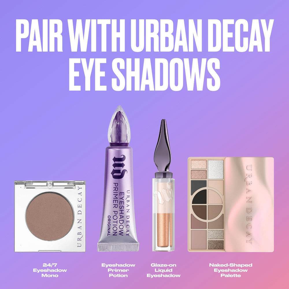 Urban Decay product placed with eyeshadow palette showing improved pigment payoff