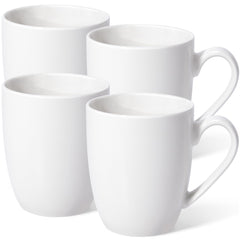 Urbanstrive front view of four white mugs showing clean style and gift-ready look