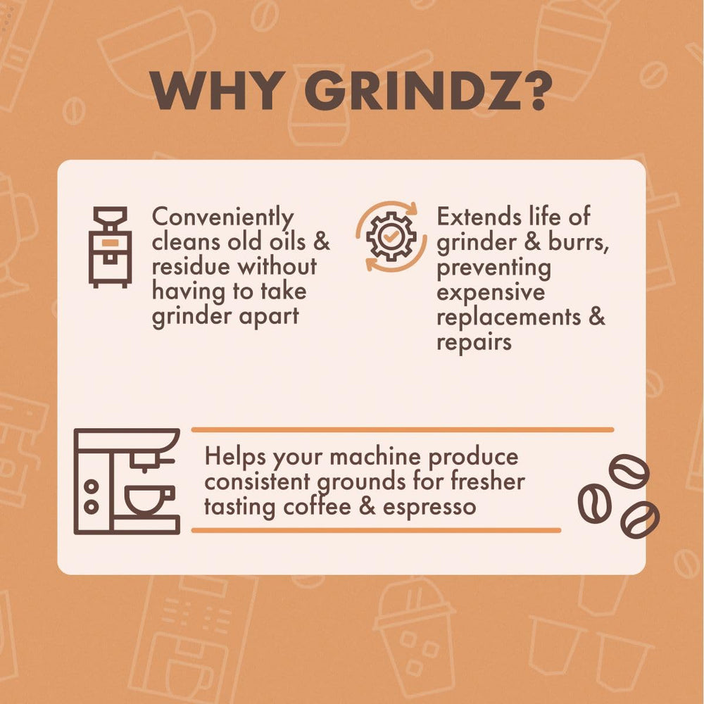 Urnex Grindz tablets close-up highlighting safe, natural cleaning action