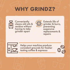 Urnex Grindz tablets close-up highlighting safe, natural cleaning action