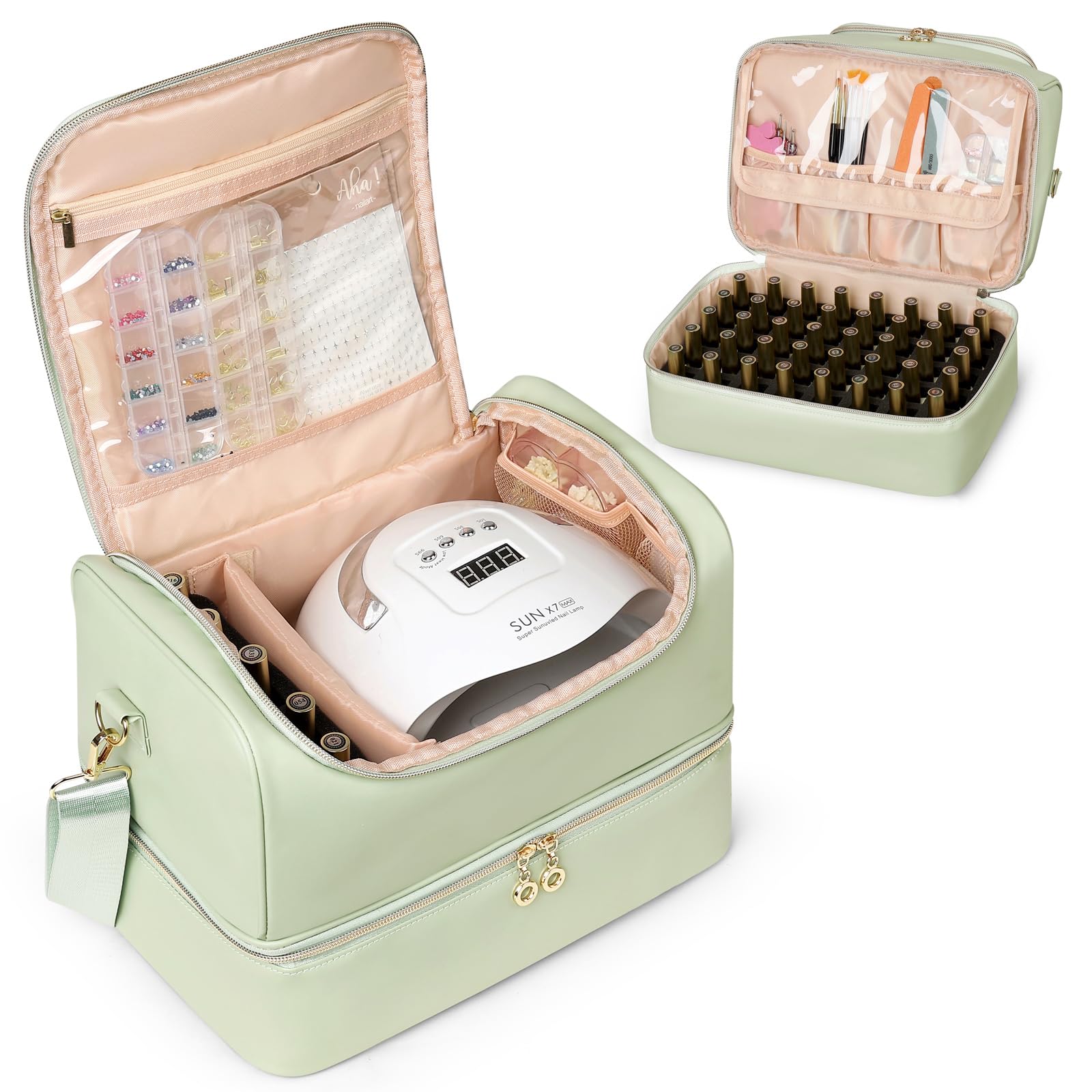 Uross front view of green organizer bag showing professional finish and easy access