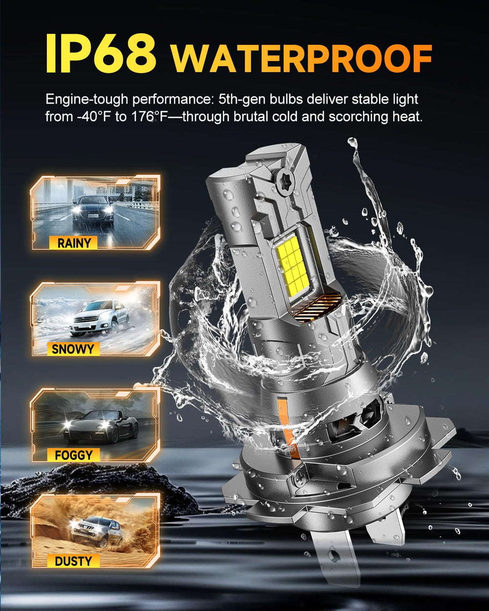 Ursprung bulb installed in headlight housing illustrating direct replacement benefit