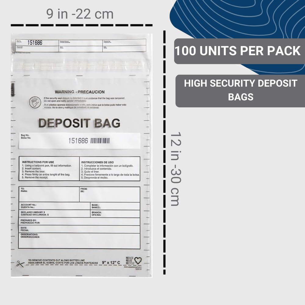 US PACK SMART single 9x12 deposit bag front view concealing contents for privacy