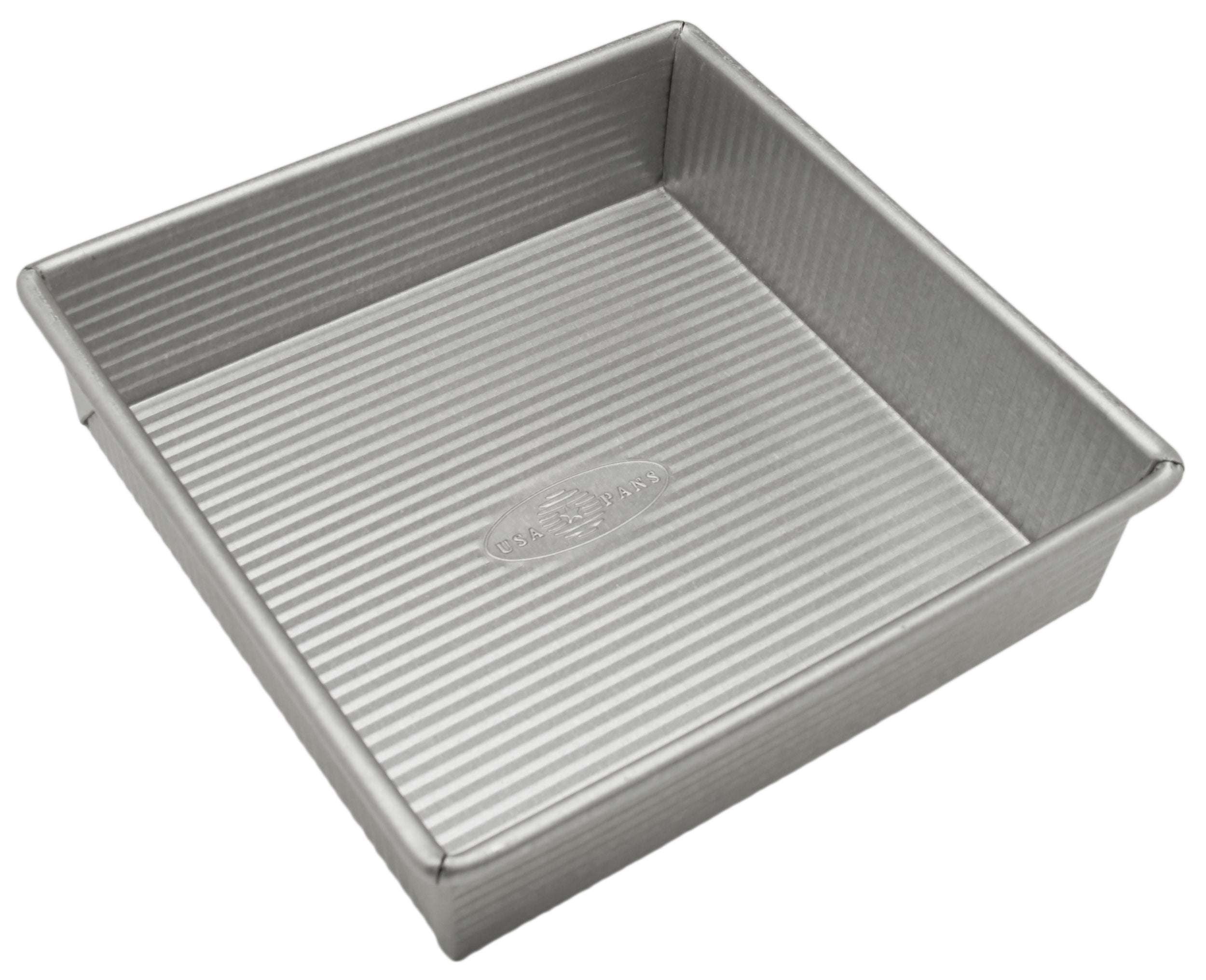 USA Pan front view of 8-inch square pan showing clean edges and nonstick finish