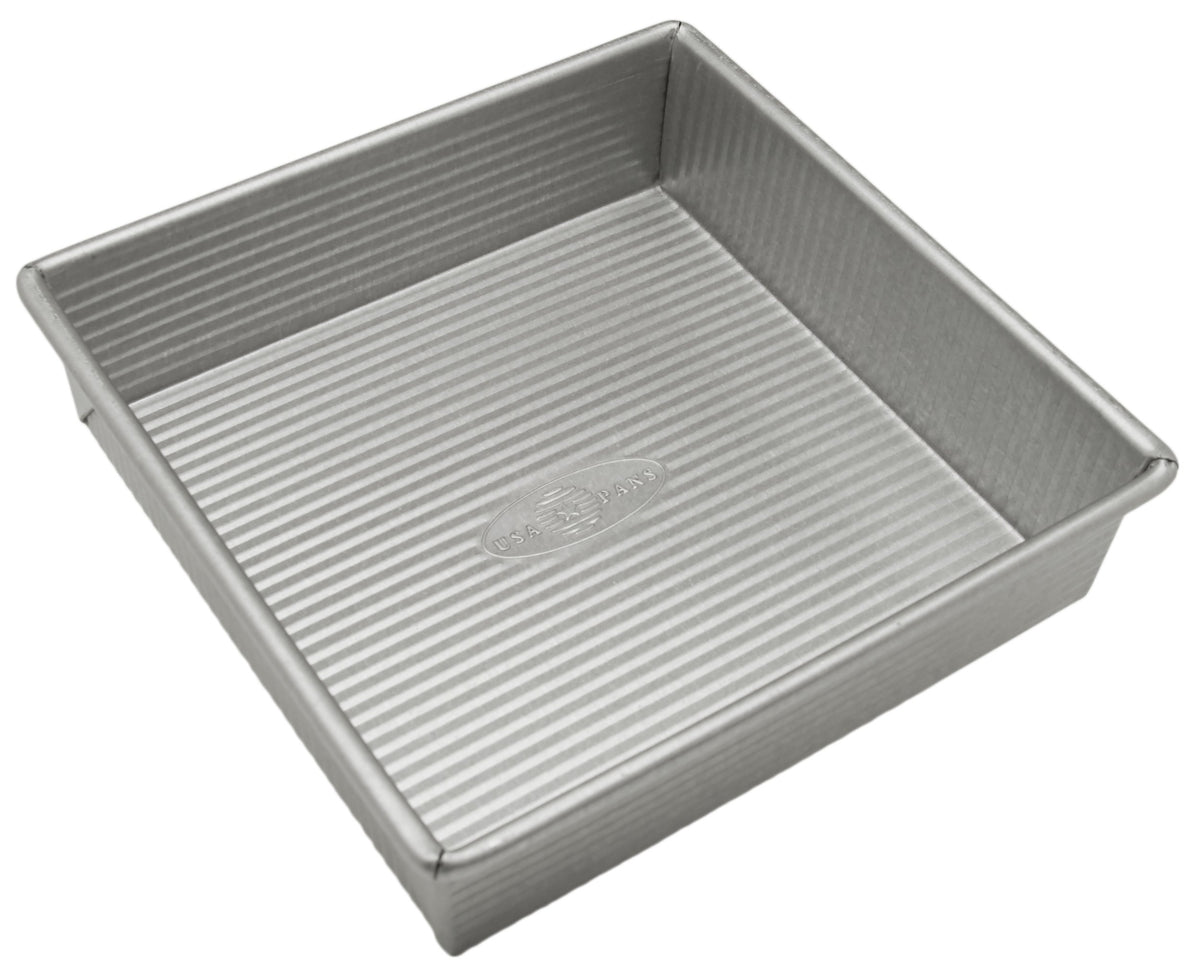 USA Pan front view of 8-inch square pan showing clean edges and nonstick finish