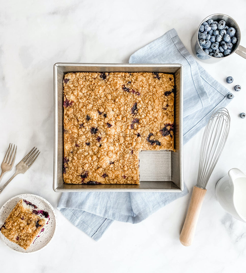 USA Pan side profile with measurements illustrating durable aluminized steel build
