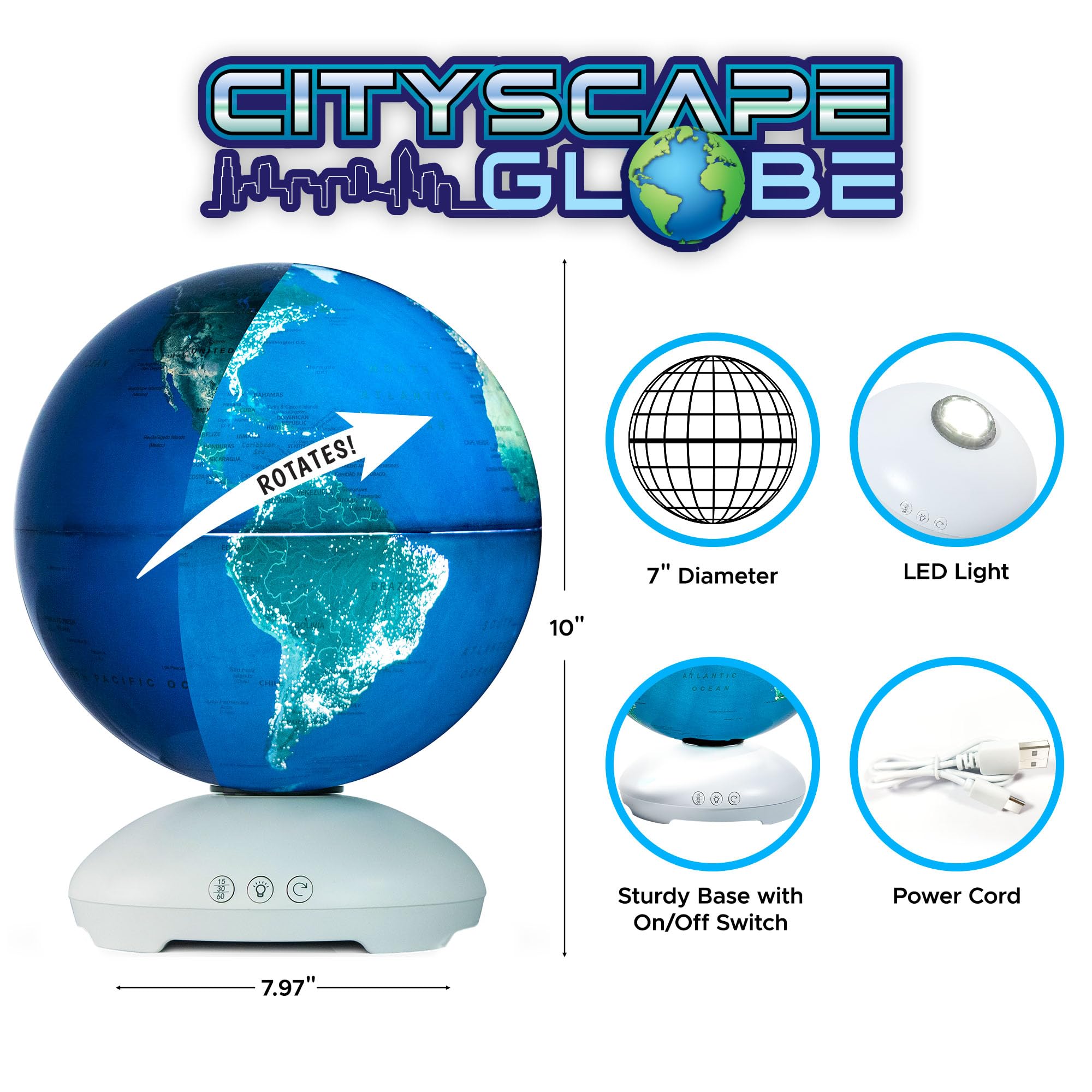 USA Toyz globe on a child’s desk with books, fosters STEM learning at home