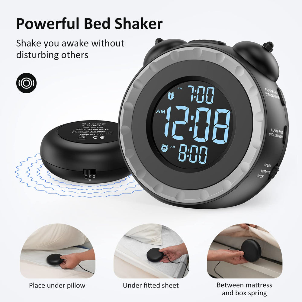 uscce bed shaker closeup highlights powerful adjustable motor for effective wake-up