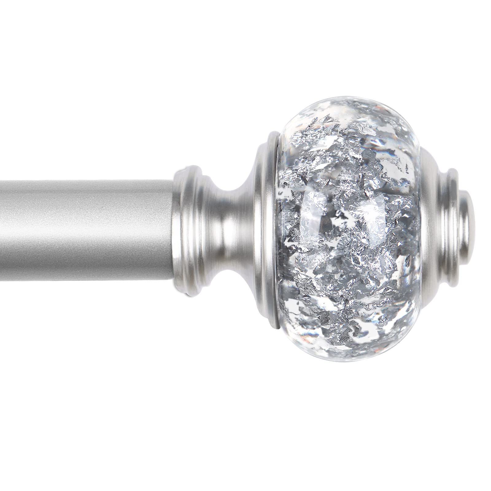 USFOOK front view of silver curtain rod showing sleek finish and elegant profile