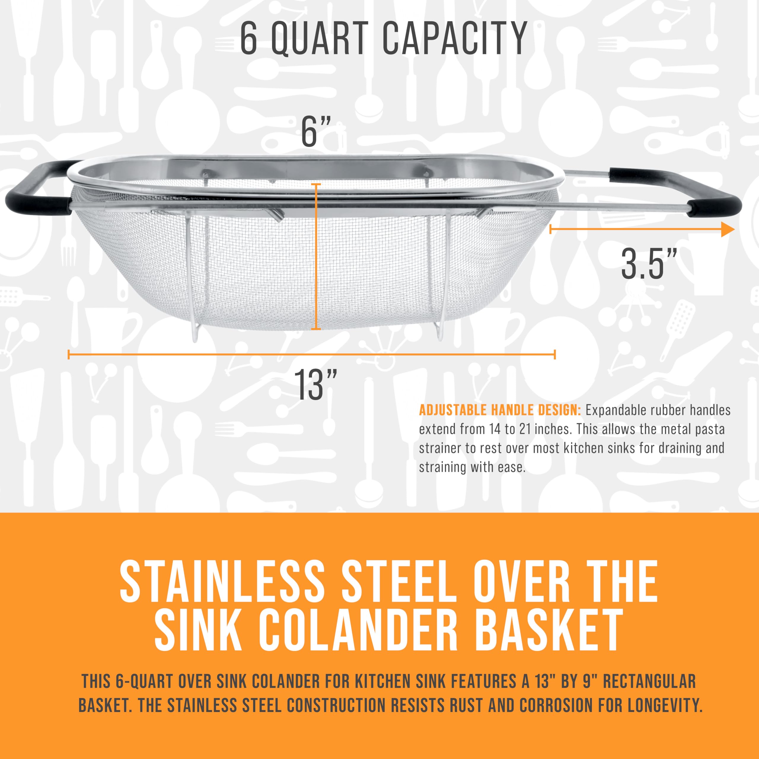 U.S. Kitchen Supply collapsed colander flat for compact storage and space saving