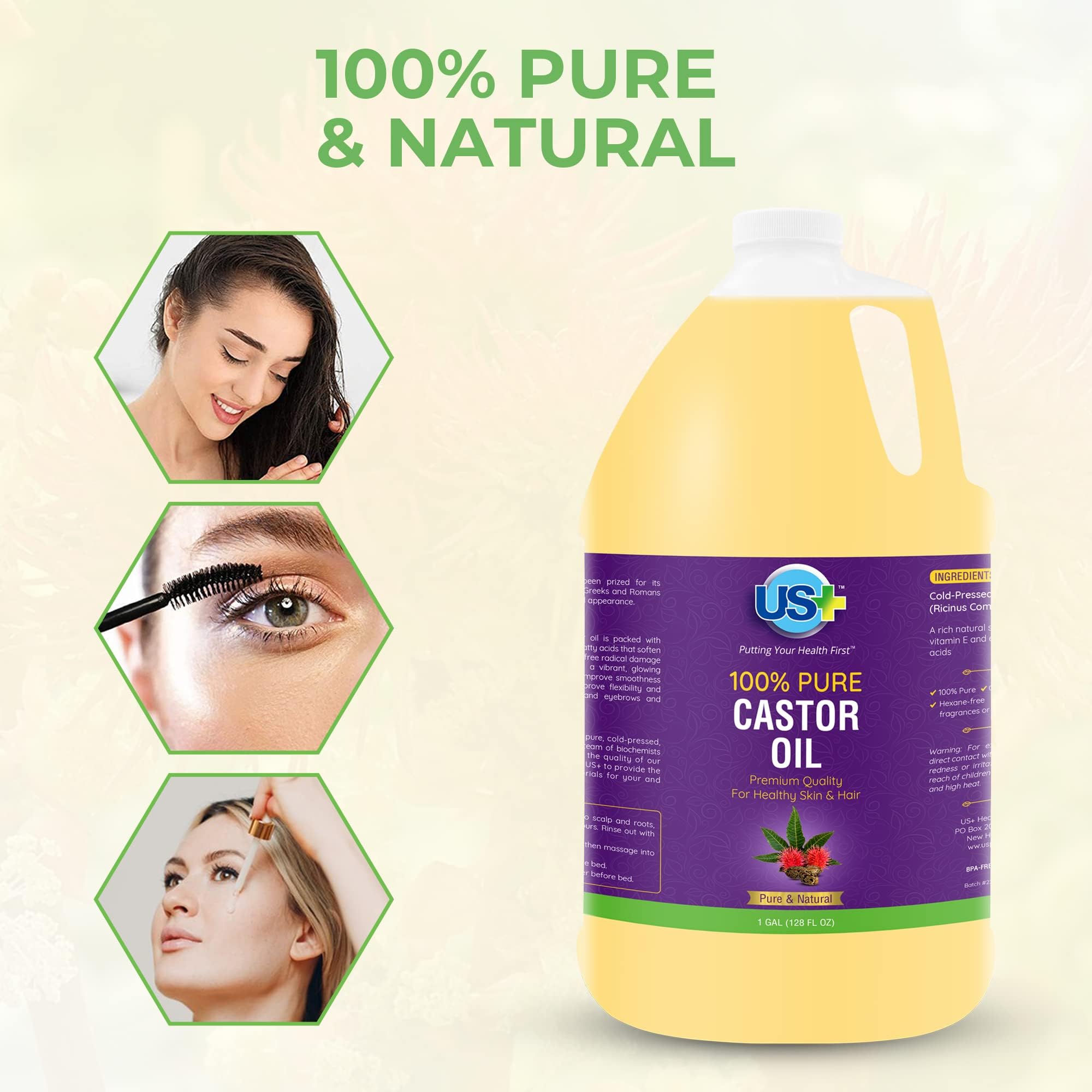 US+ castor oil in use during scalp massage demonstrating hydration benefit