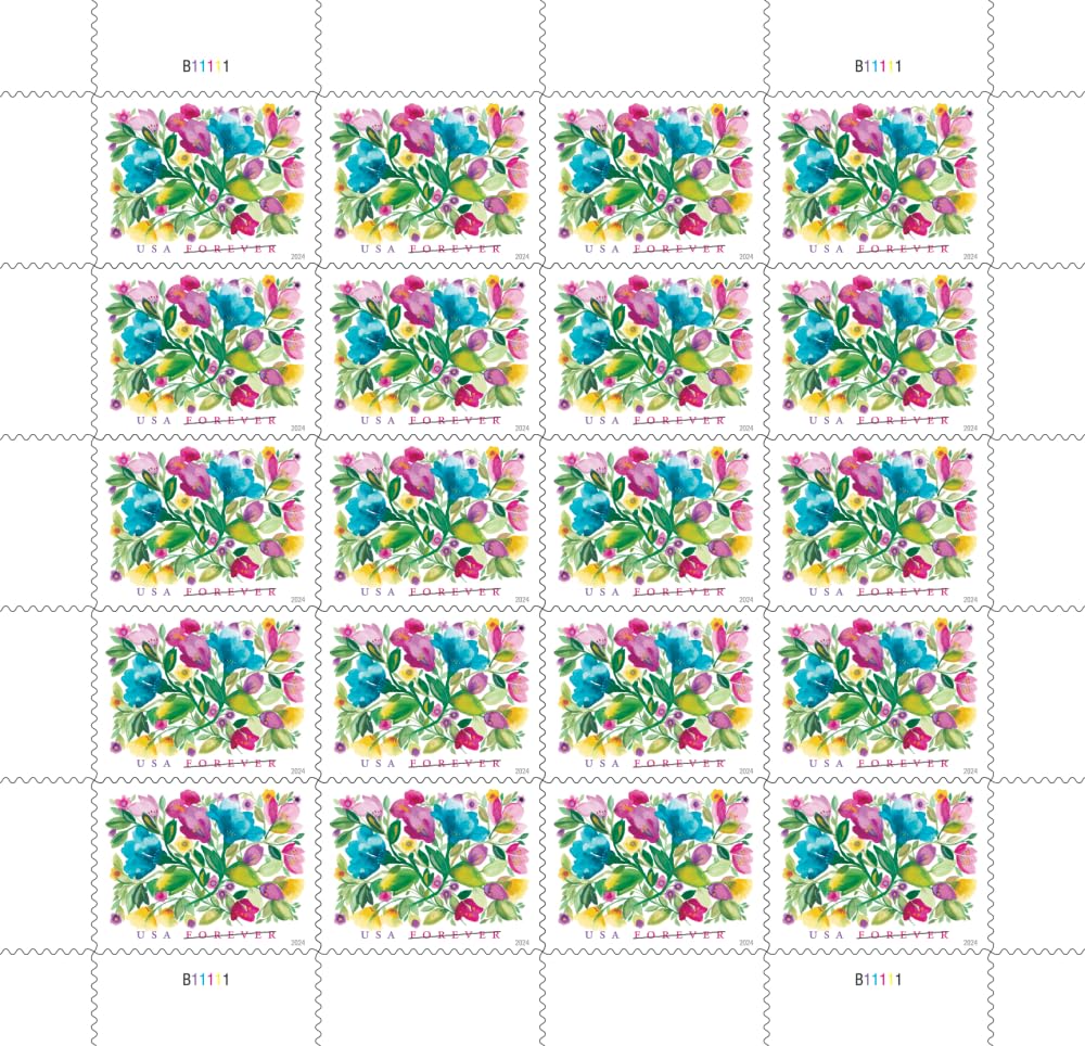 USPS Celebration Blooms applied to an RSVP envelope showing how the stamp enhances wedding mail