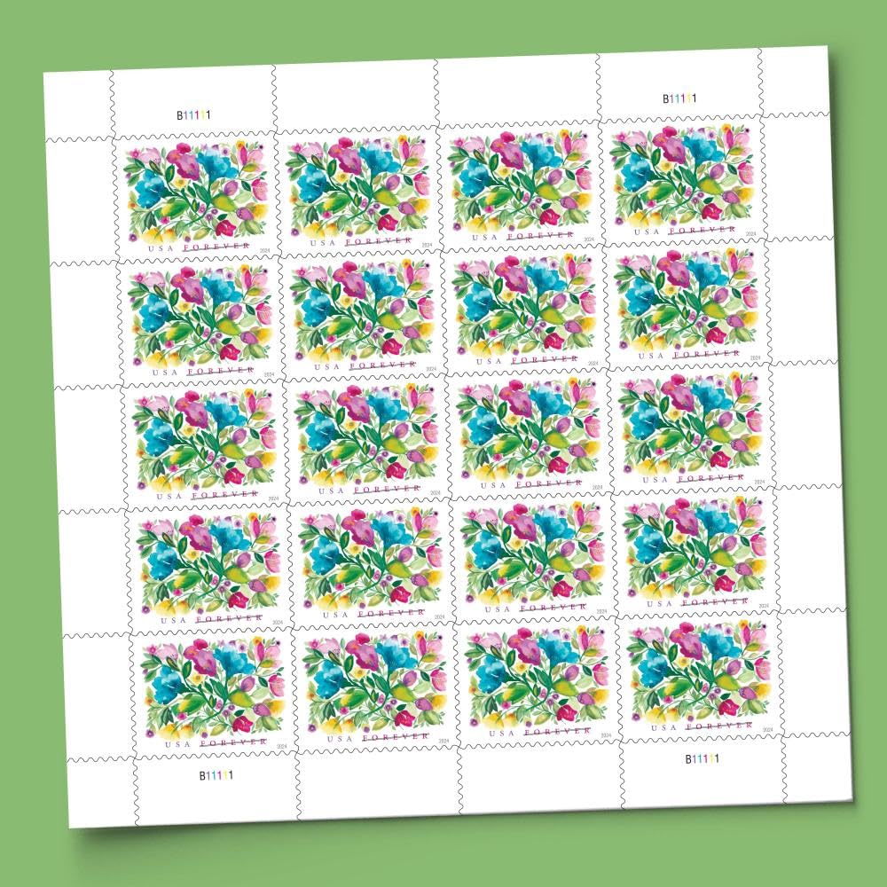 United States Postal Service sheet beside ruler to show stamp scale, useful planning reference