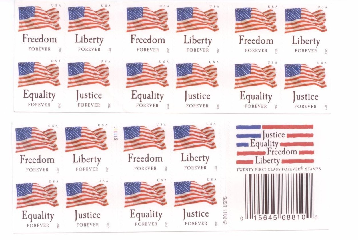 USPS Four Flags booklet front cover showing flag images and easy postage use