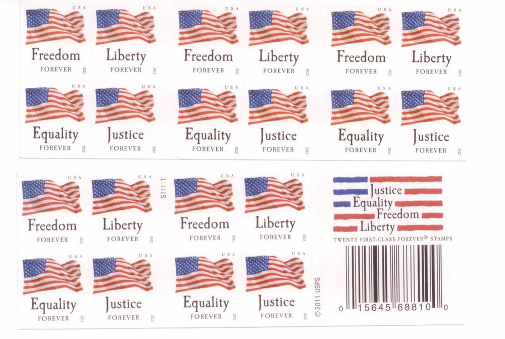 USPS Four Flags booklet front cover showing flag images and easy postage use