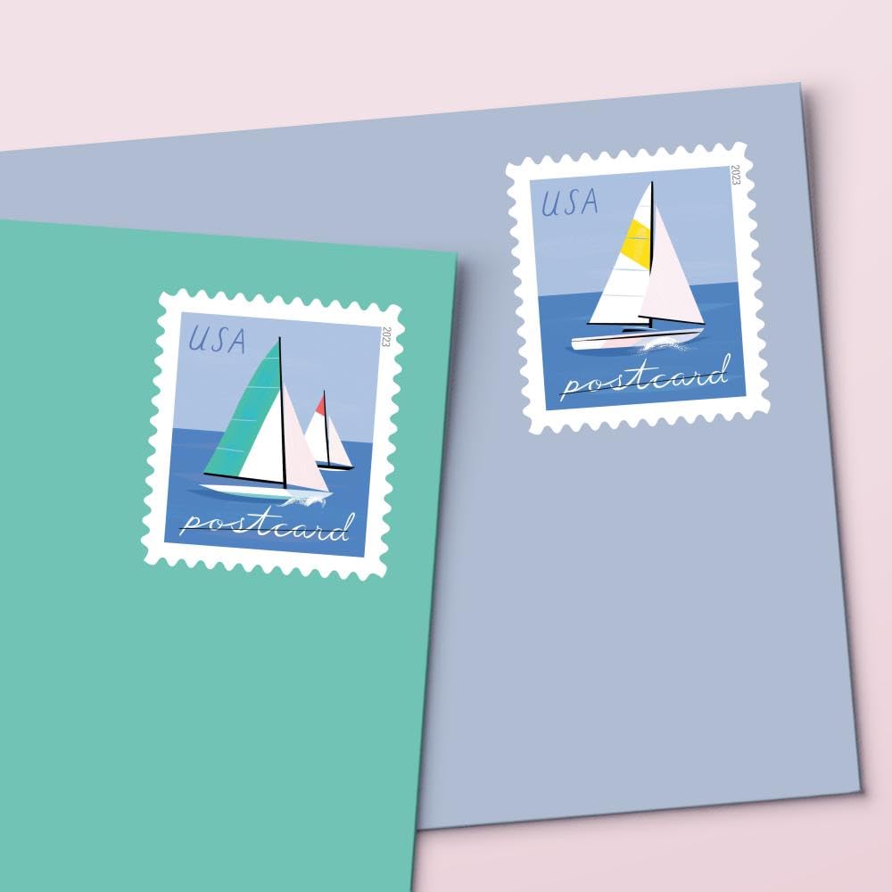 United States Postal Service sailboats perforation detail showing easy-separate edges for quick use