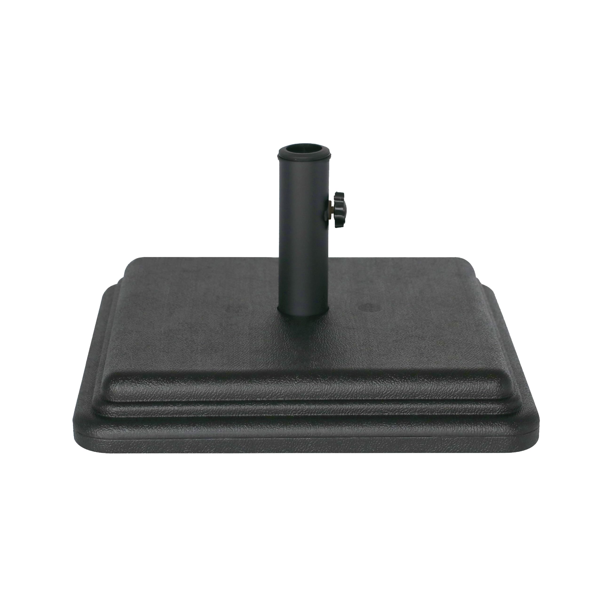 US Weight 40lb umbrella base front view showing sleek grey finish and stable design