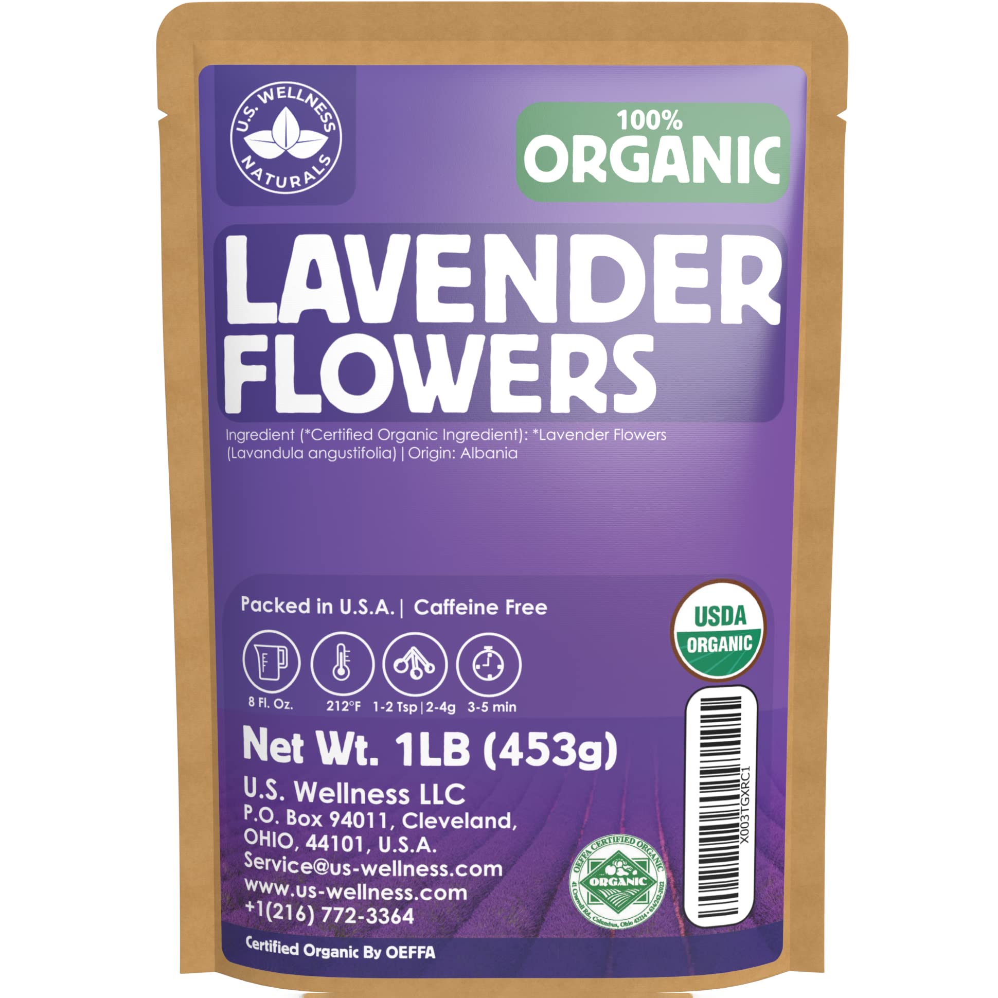 U.S. Wellness Naturals front packaging showing 1 lb resealable bag and label, preserves freshness