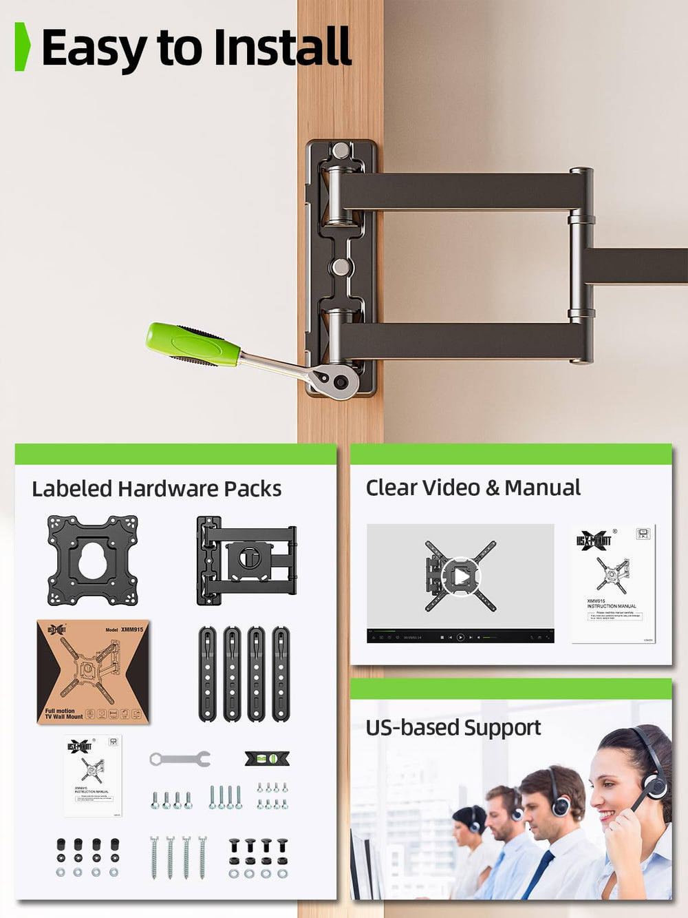 USX MOUNT included hardware and instructions for faster installation benefit