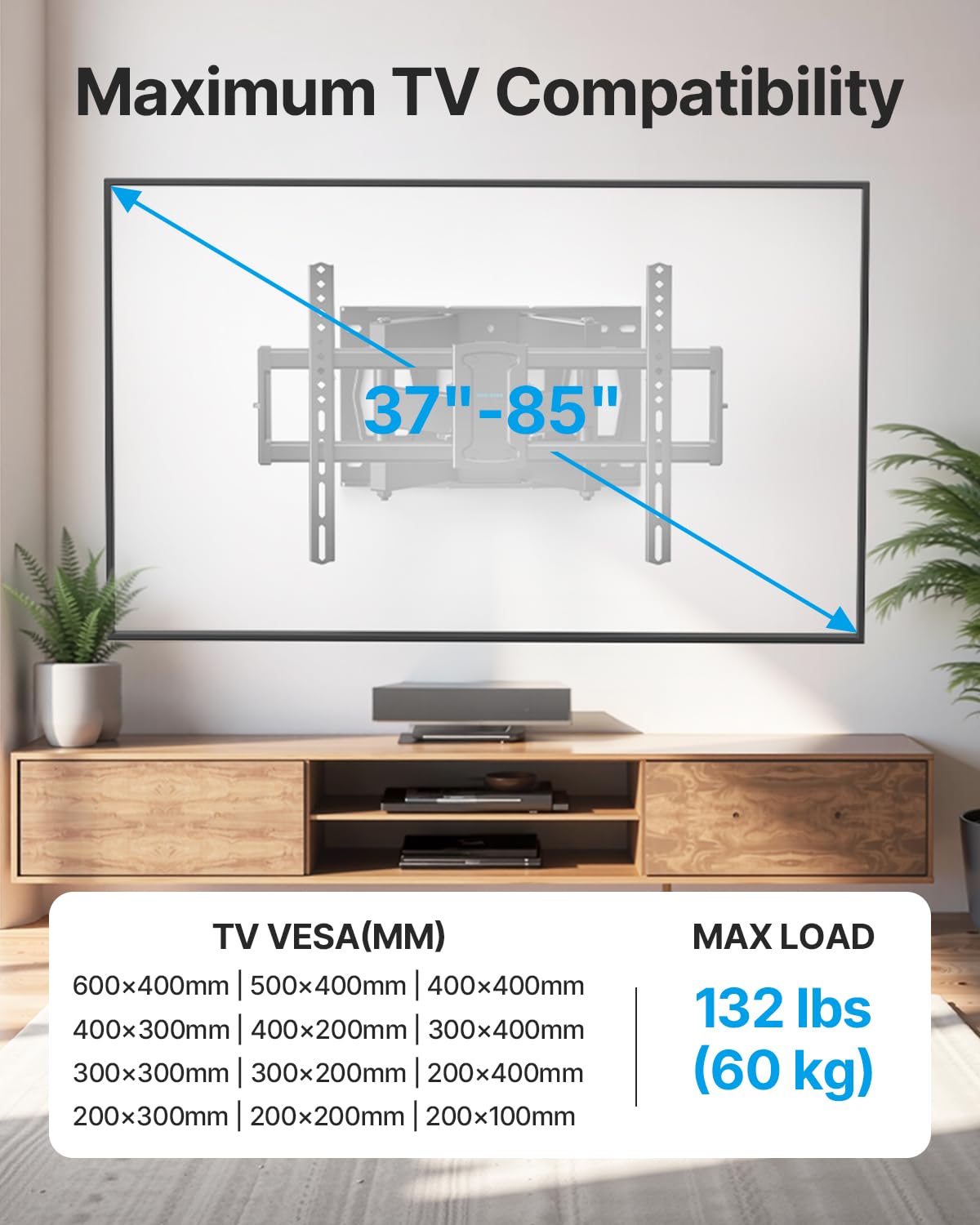 USX STAR TV mounted in living room illustrating versatile viewing angles