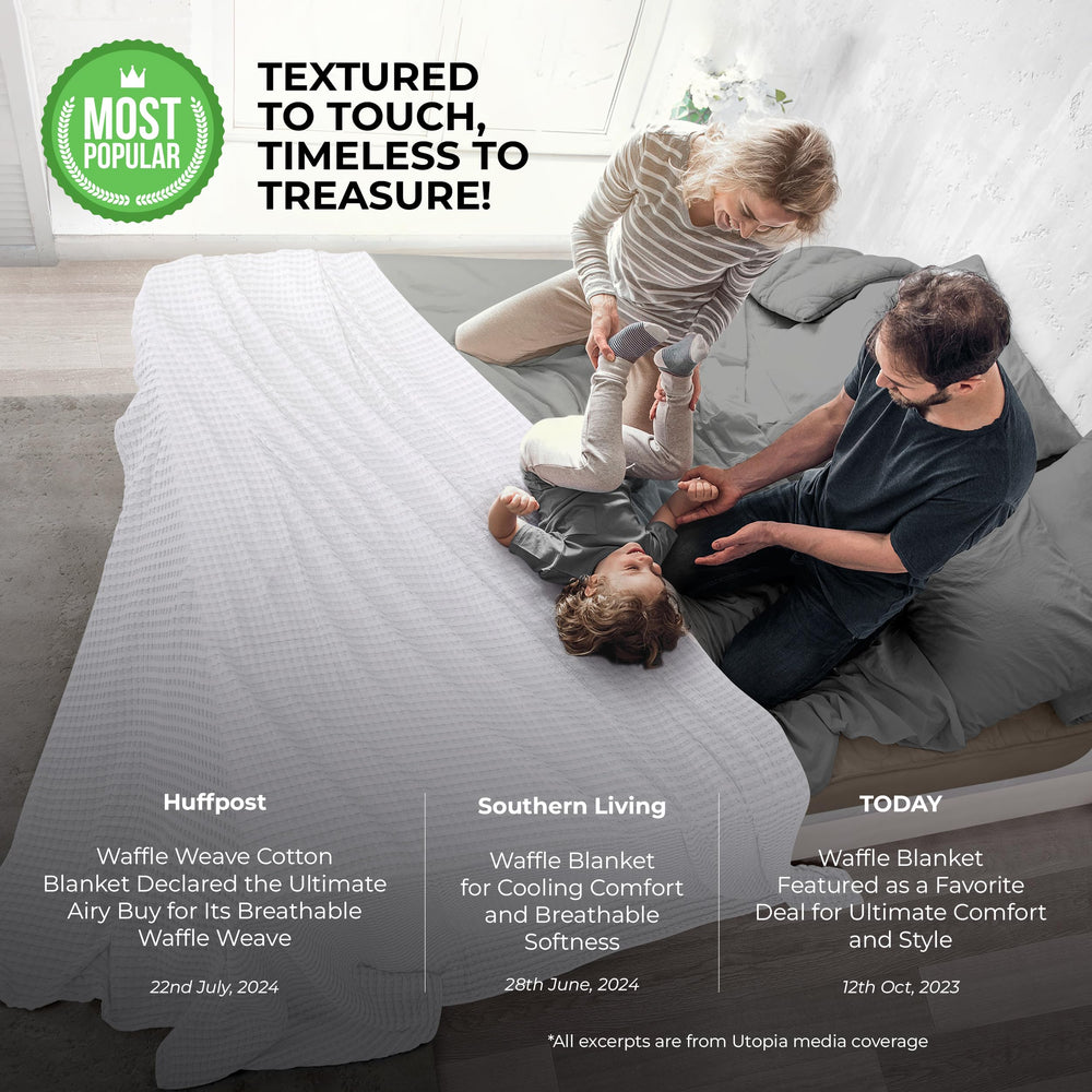 Utopia Bedding waffle weave close-up highlighting texture and breathable comfort