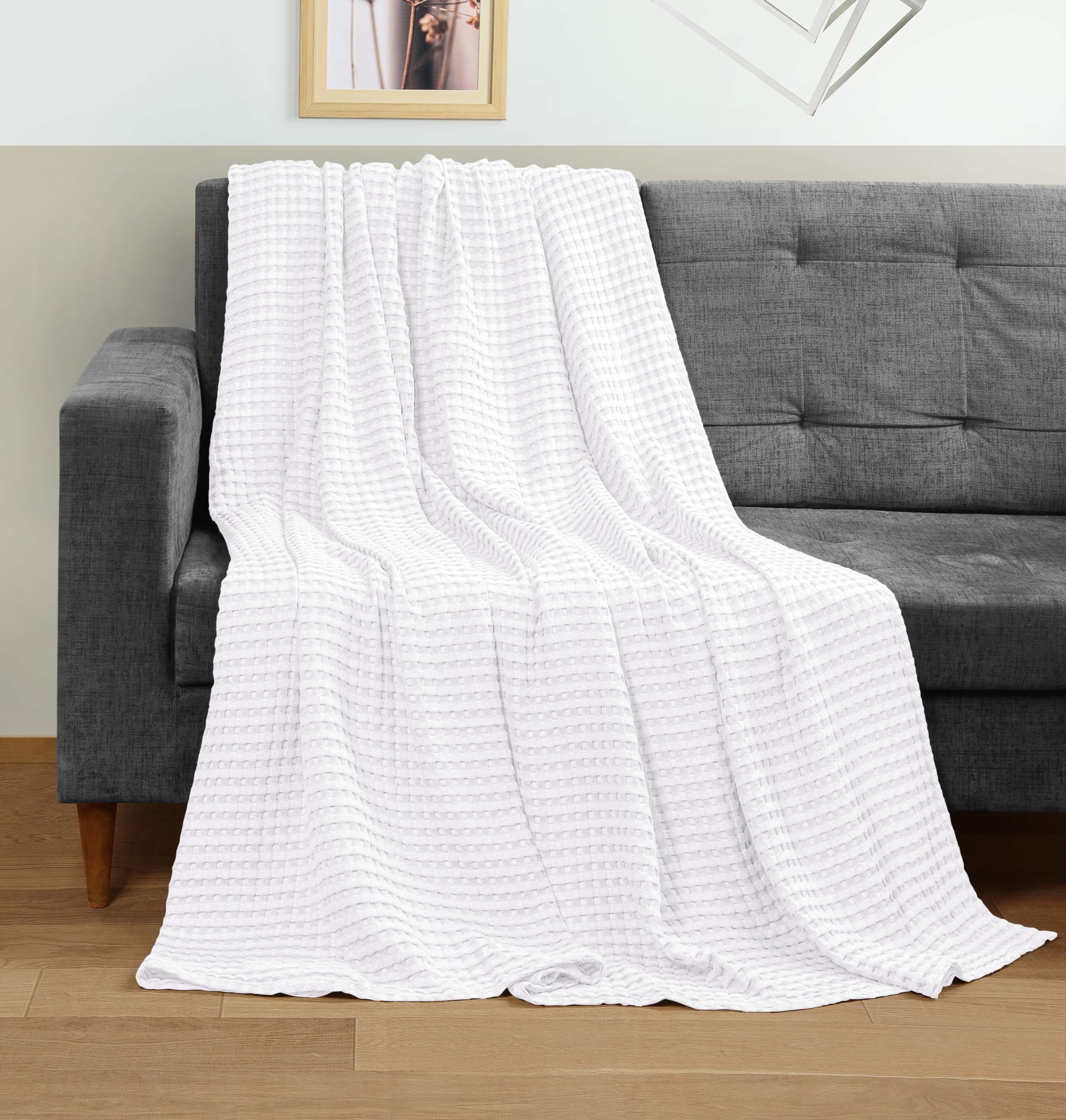 Utopia Bedding folded stack showing size scale and easy storage convenience
