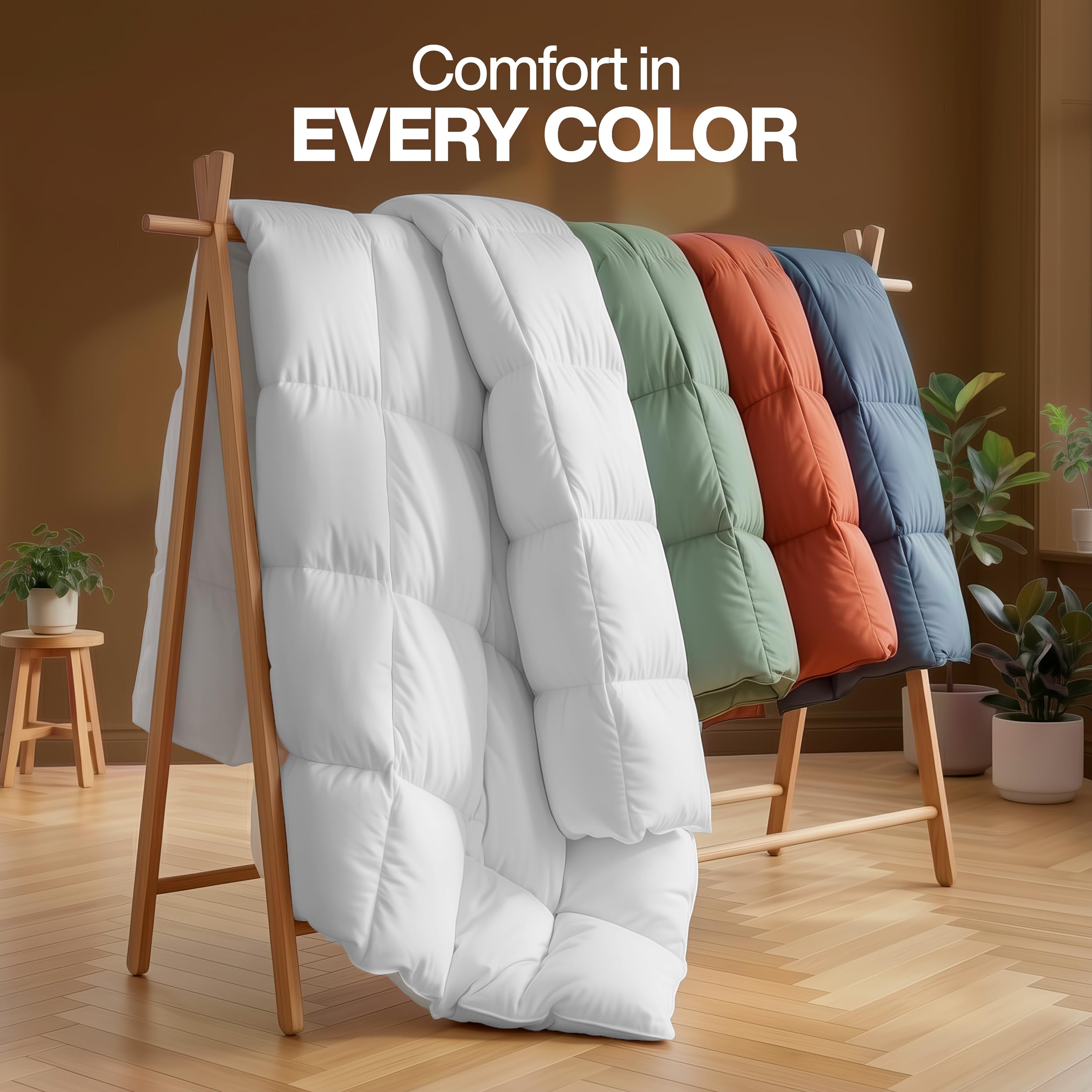 Utopia Bedding folded for storage showing compact, easy-care convenience
