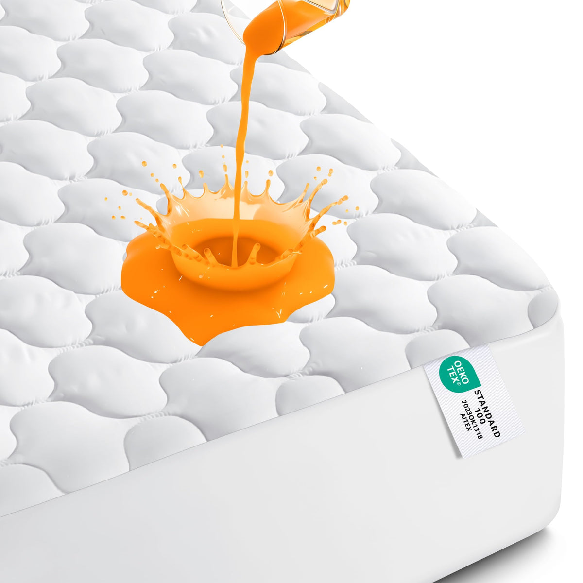 Utopia Bedding front packaging showing queen protector and benefits