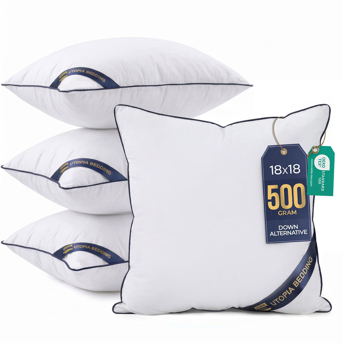 Utopia Bedding front view of four-pack showing neat finished edges and clean look